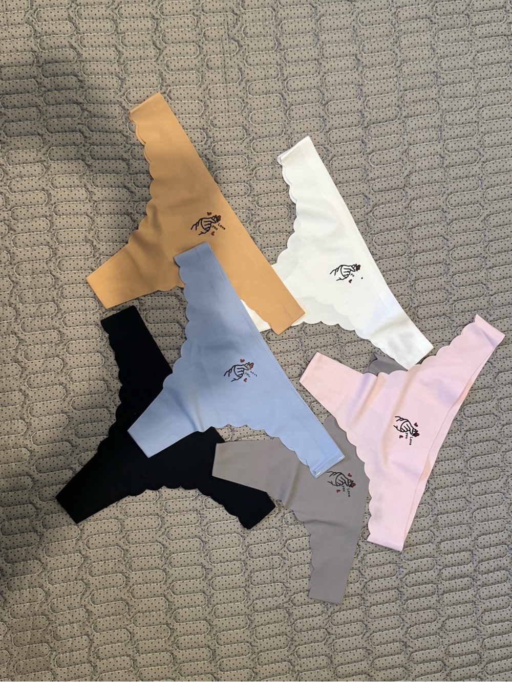 Bundle of 6 Scalloped Seamless Thong Panty - Multi Color Set